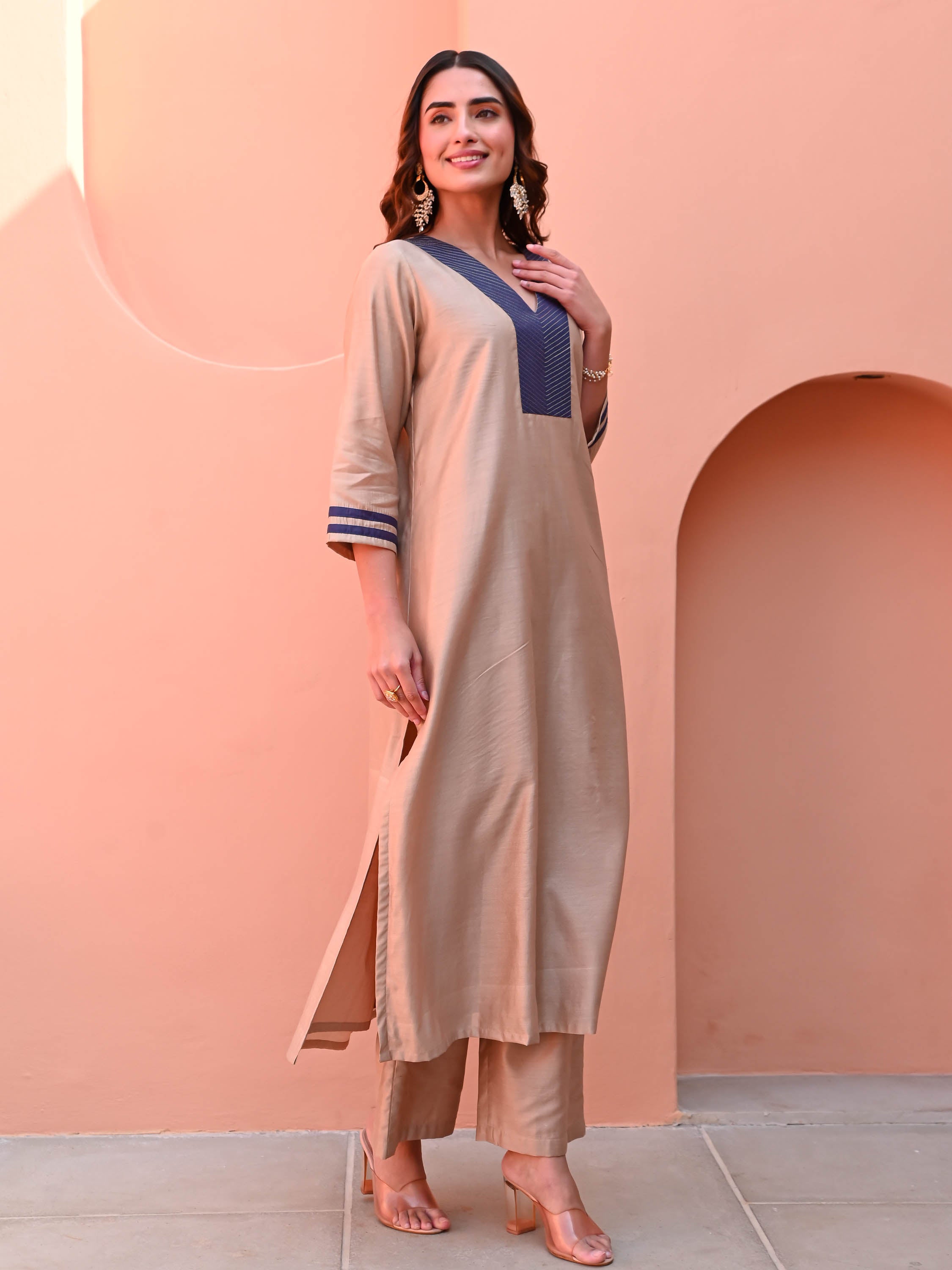 Smokegrey Silk Kurta Set