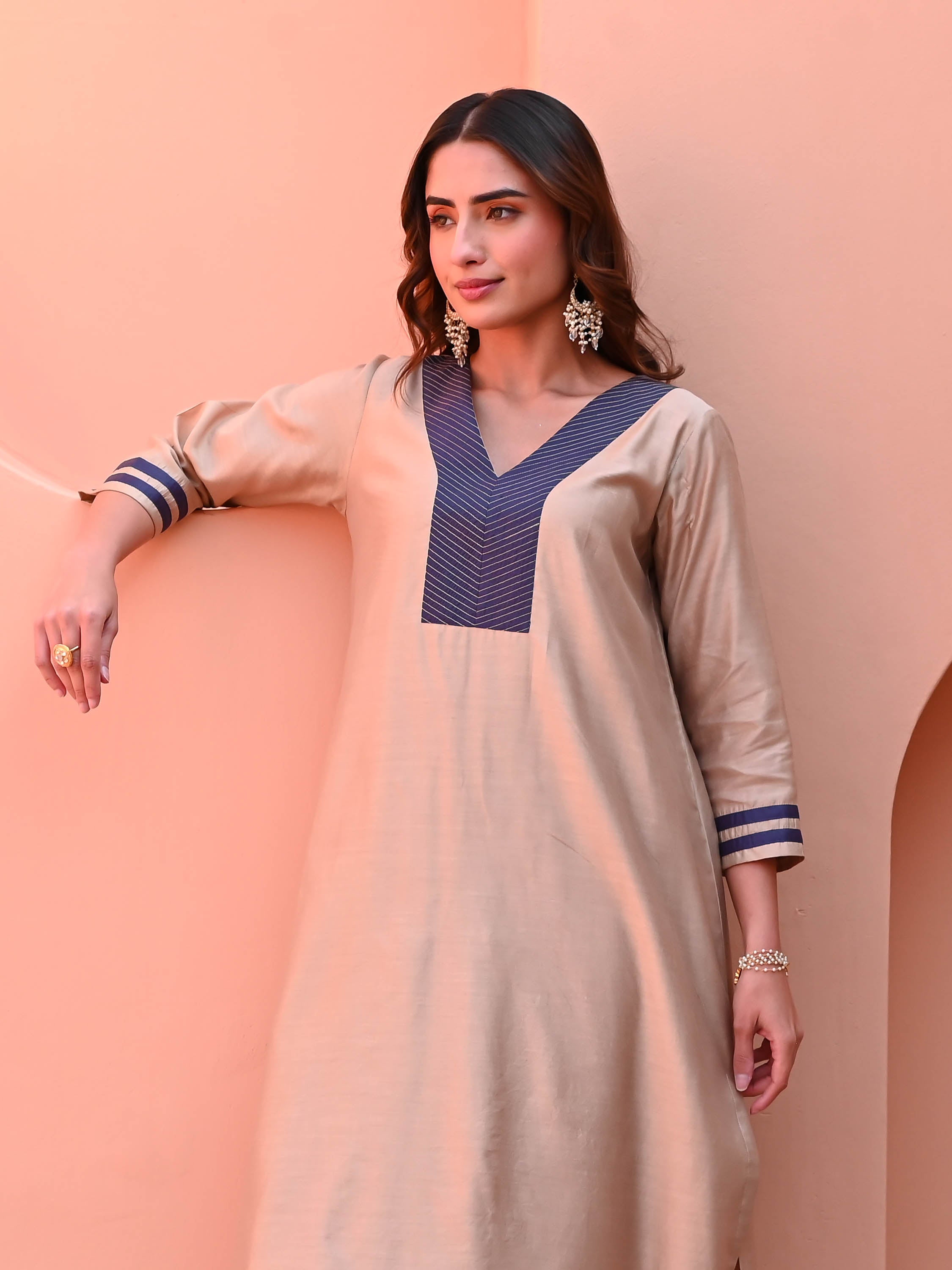 Smokegrey Silk Kurta Set