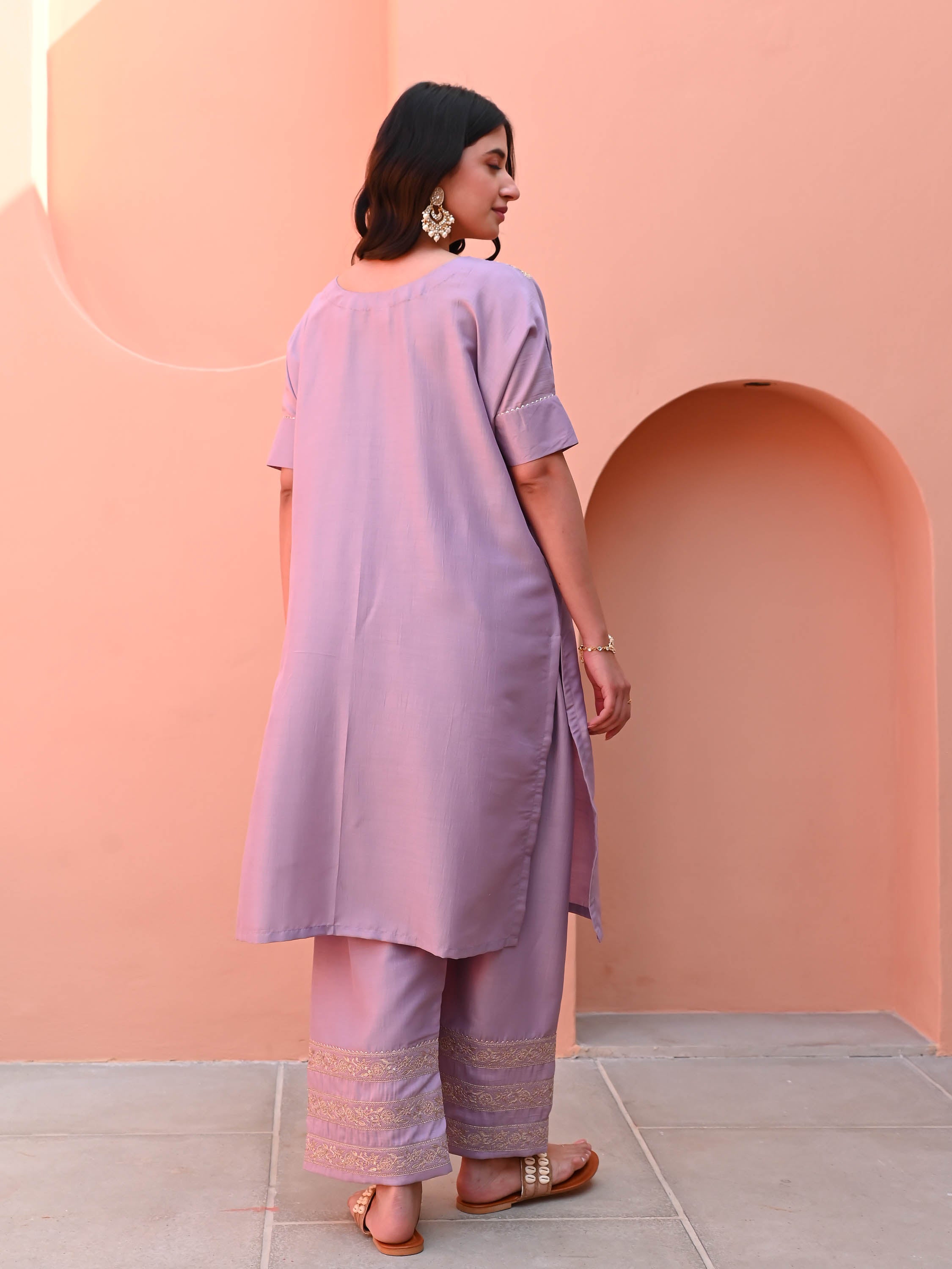 Purple Rose Silk Kurta Set