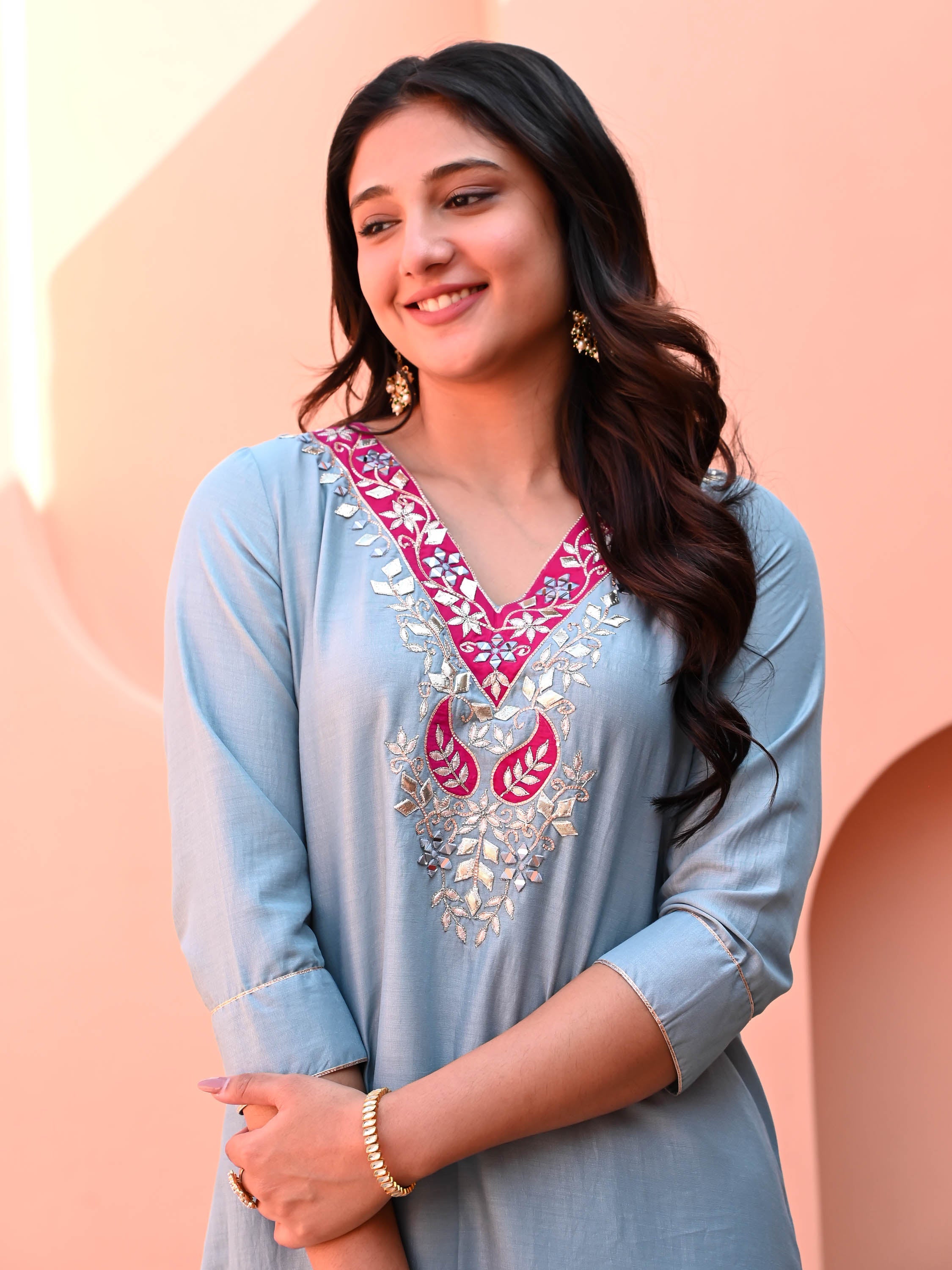 Galaxy Blue Silk Kurta Set