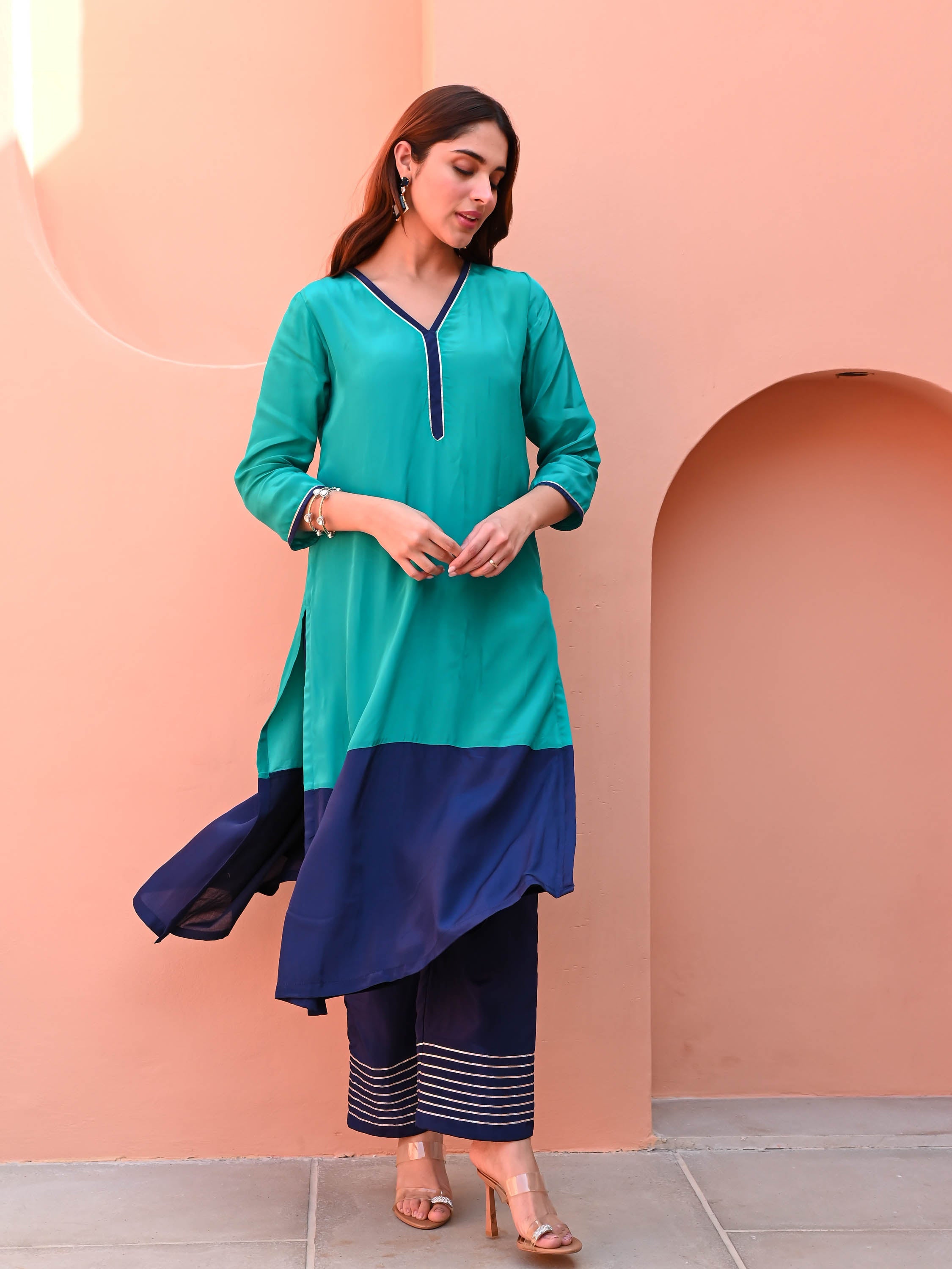 Sky Bright Silk Kurta Set