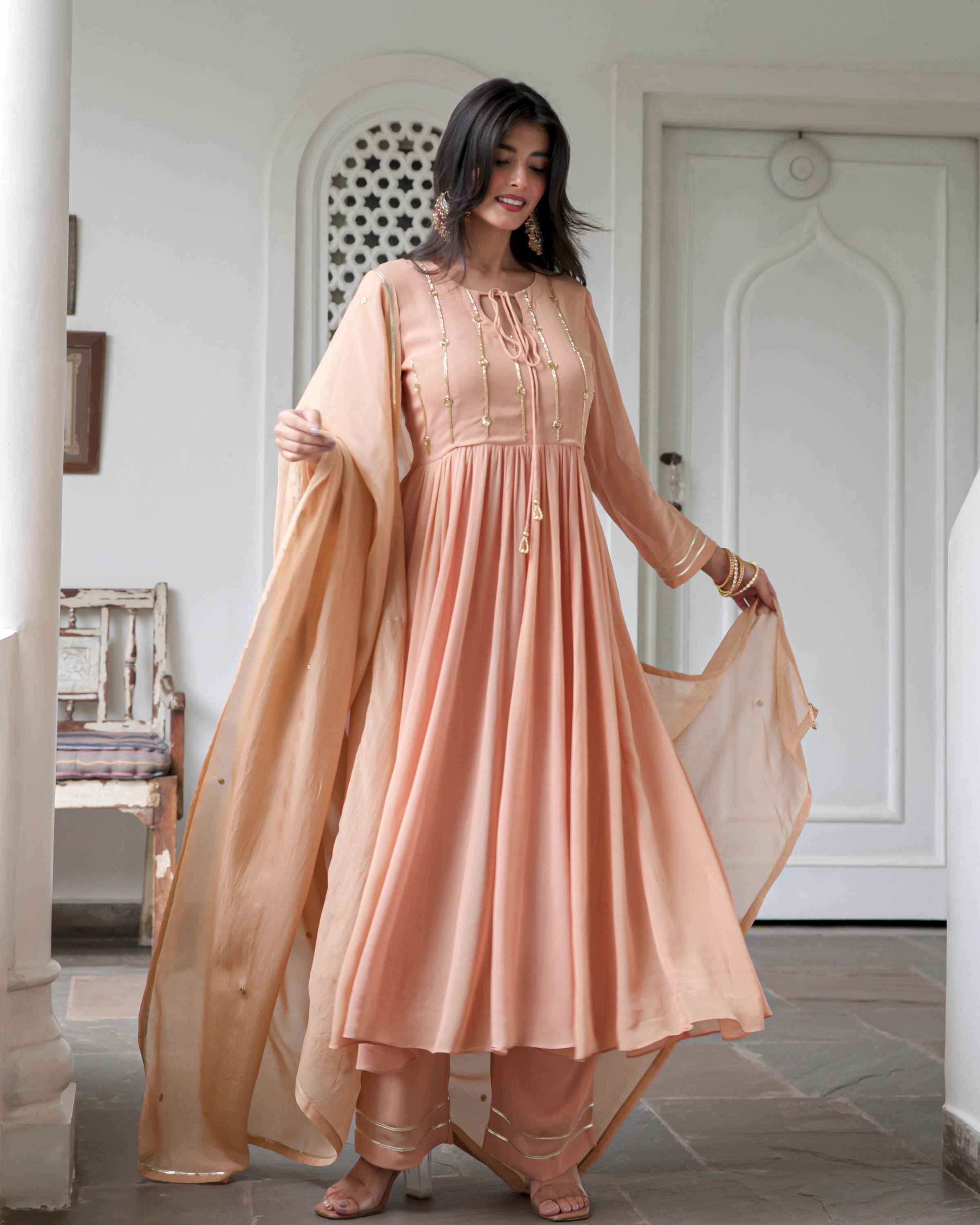 Peach Georgette Suit Set