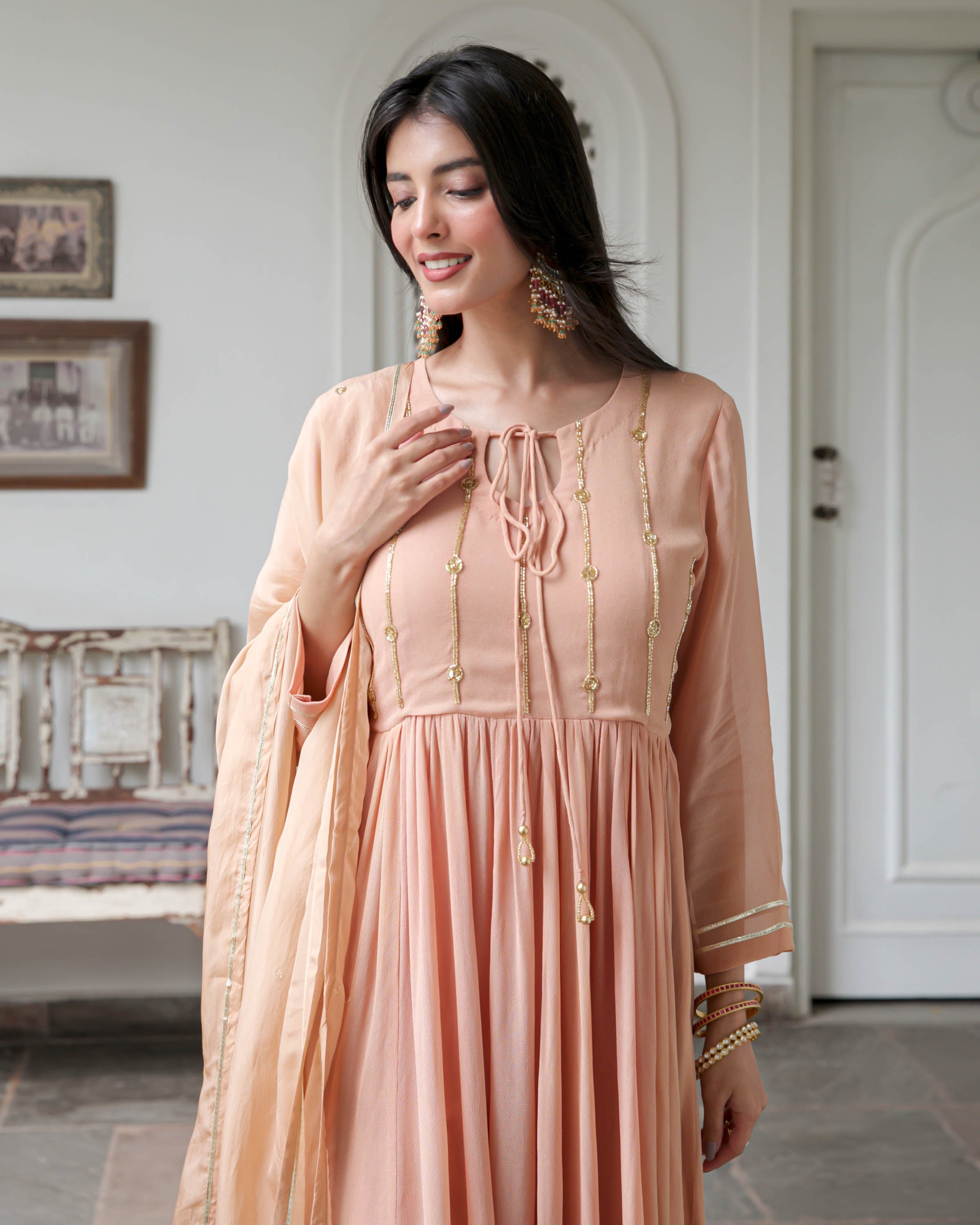Peach Georgette Suit Set