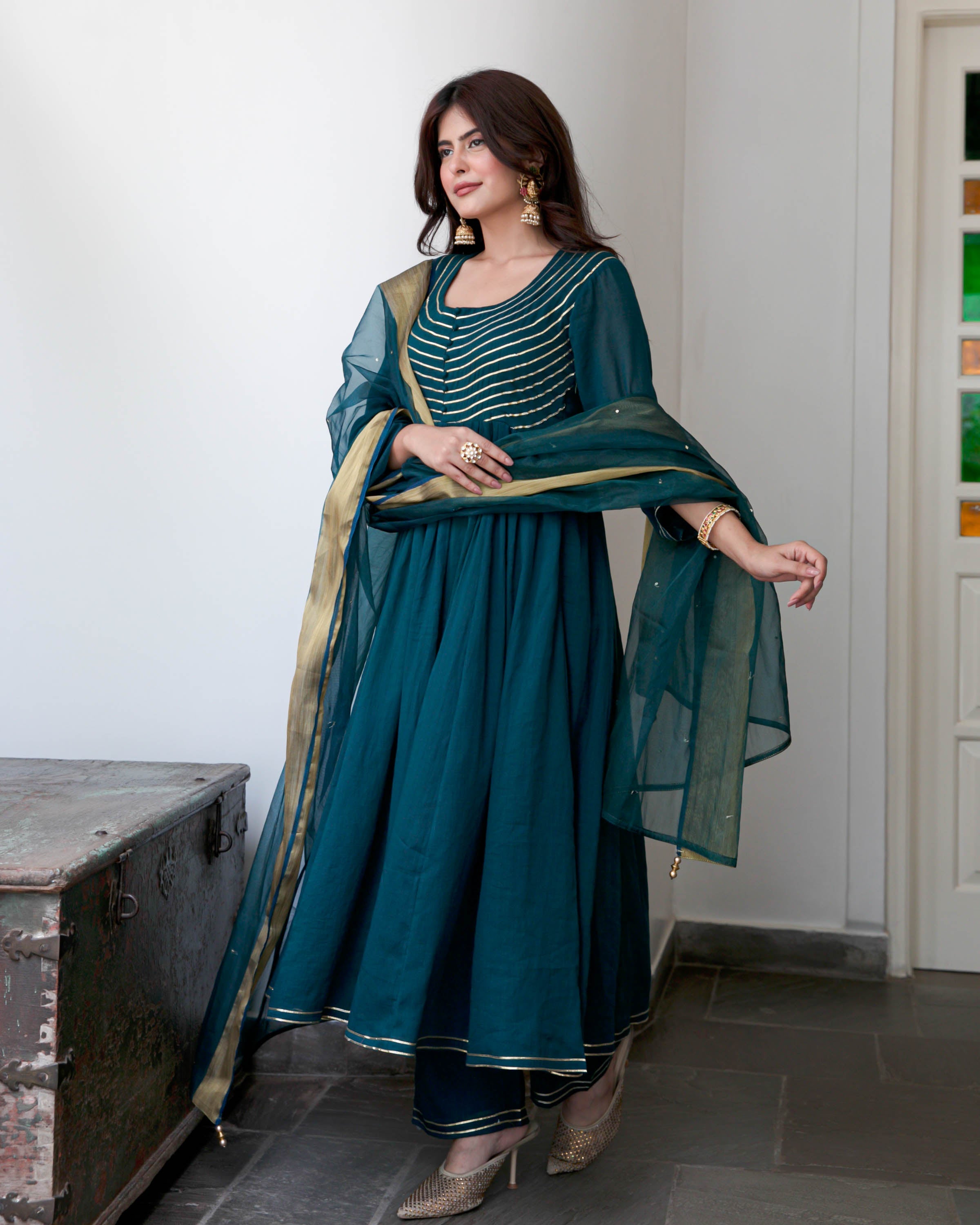 Teal Green  Cotton Suit Set