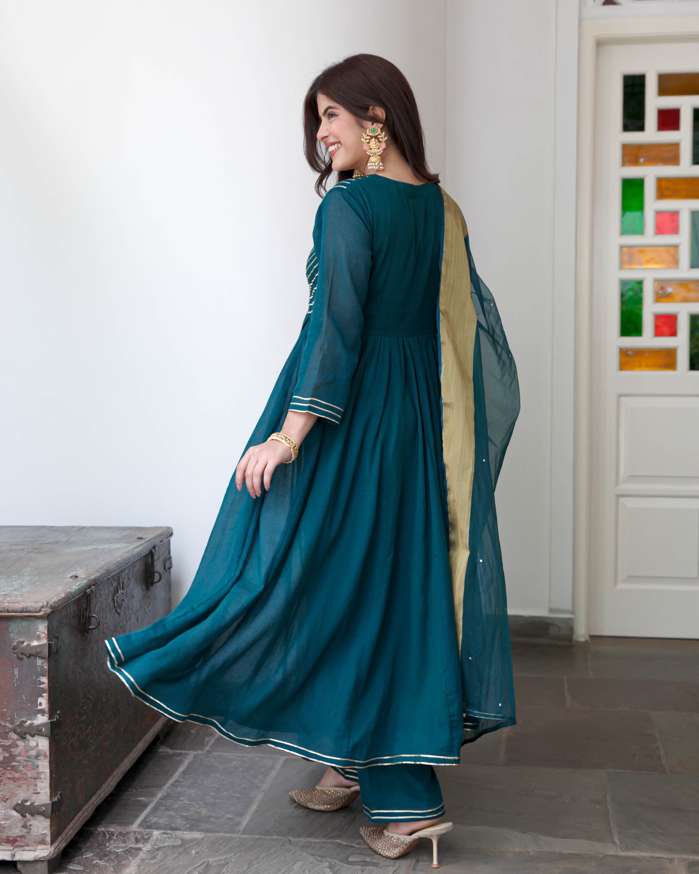 Teal Green  Cotton Suit Set