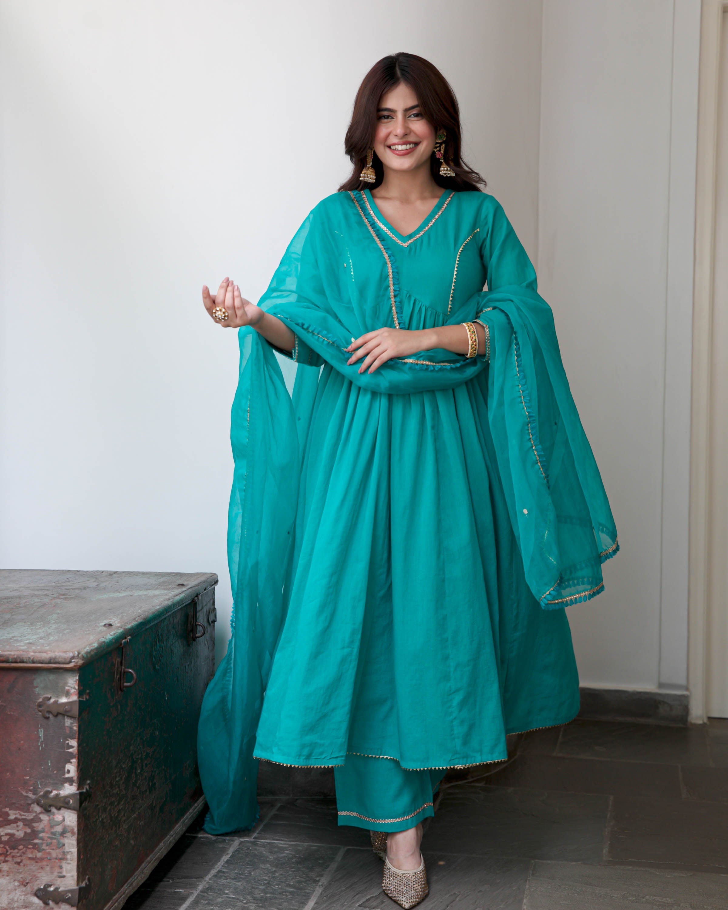 Seagreen Cotton Suit Set