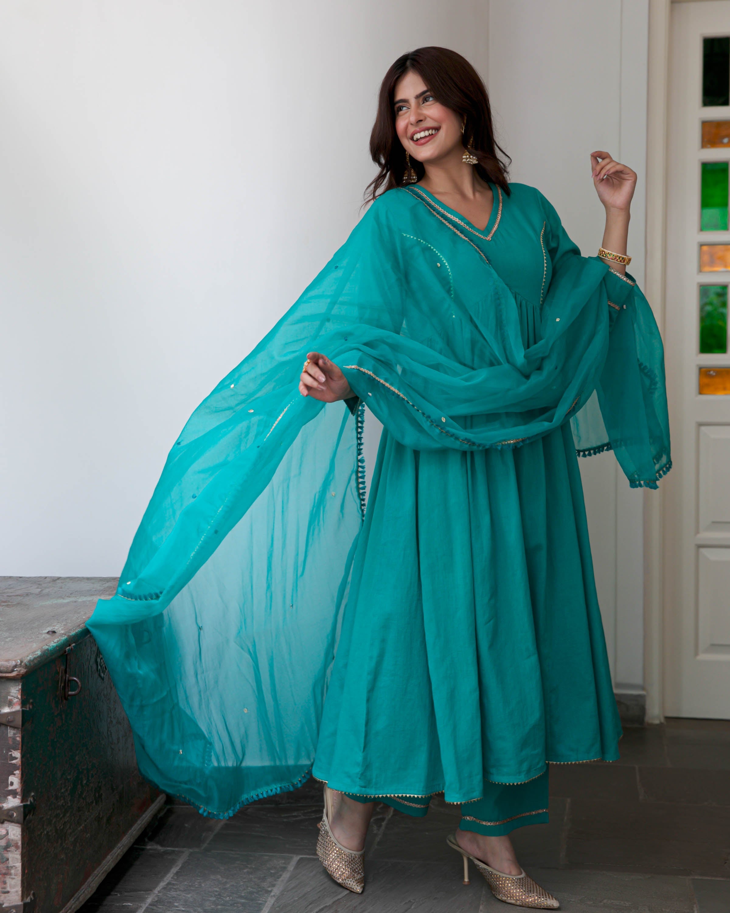 Seagreen Cotton Suit Set