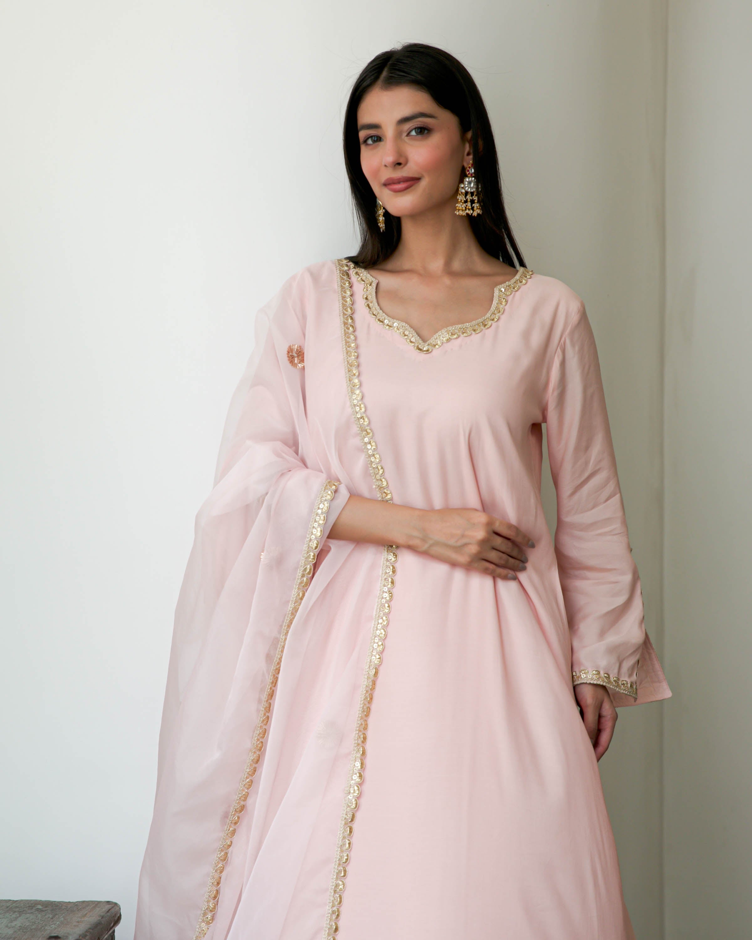 Light Pink Cotton Silk Suit Ste