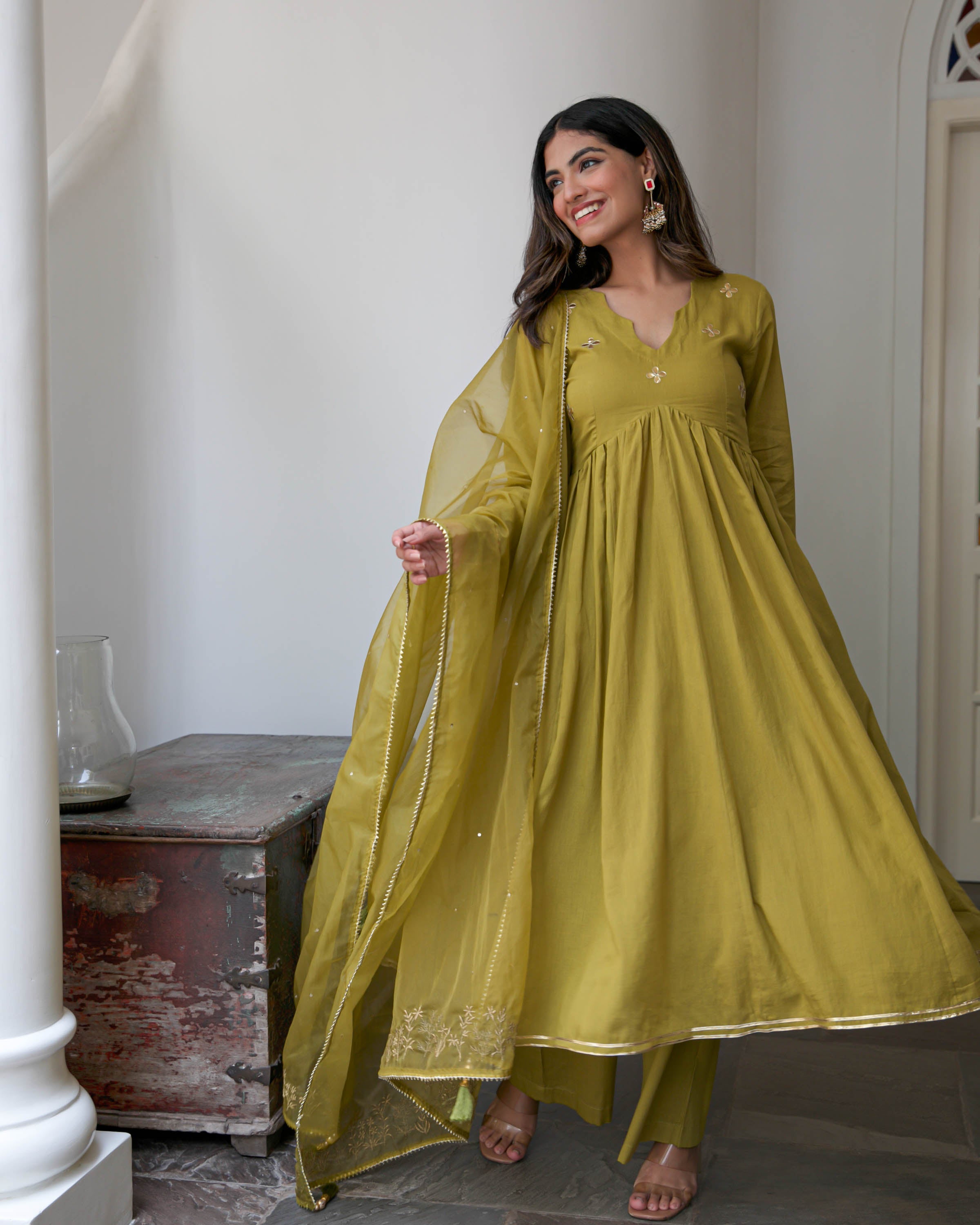 Olive Cotton Suit Set