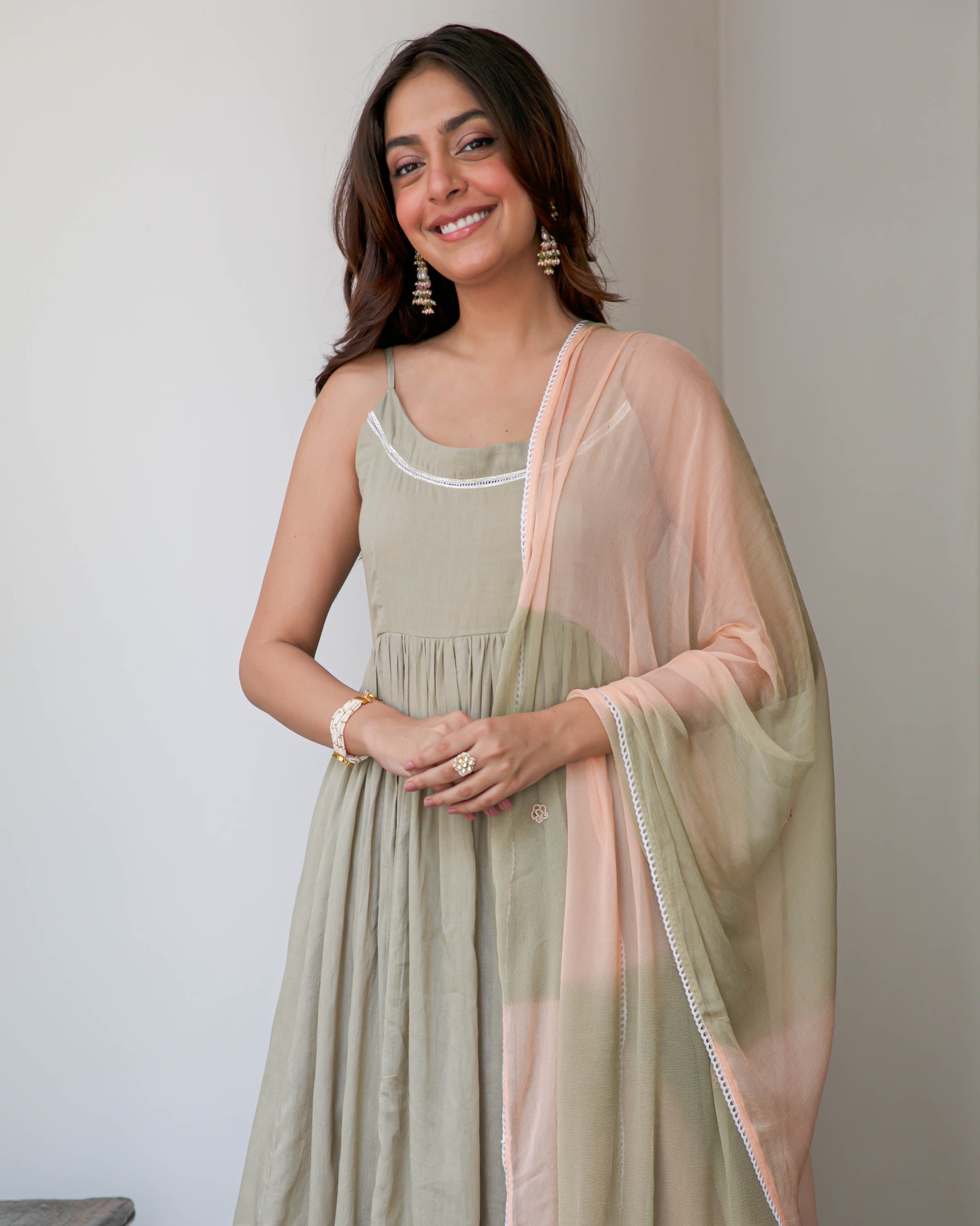 Peach Shaded Cotton Suit Set