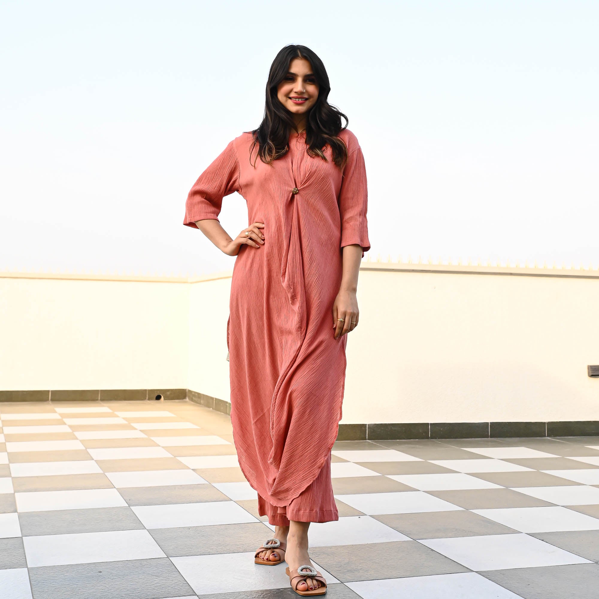 Bunaai Rust Crushed Cotton Coord Set