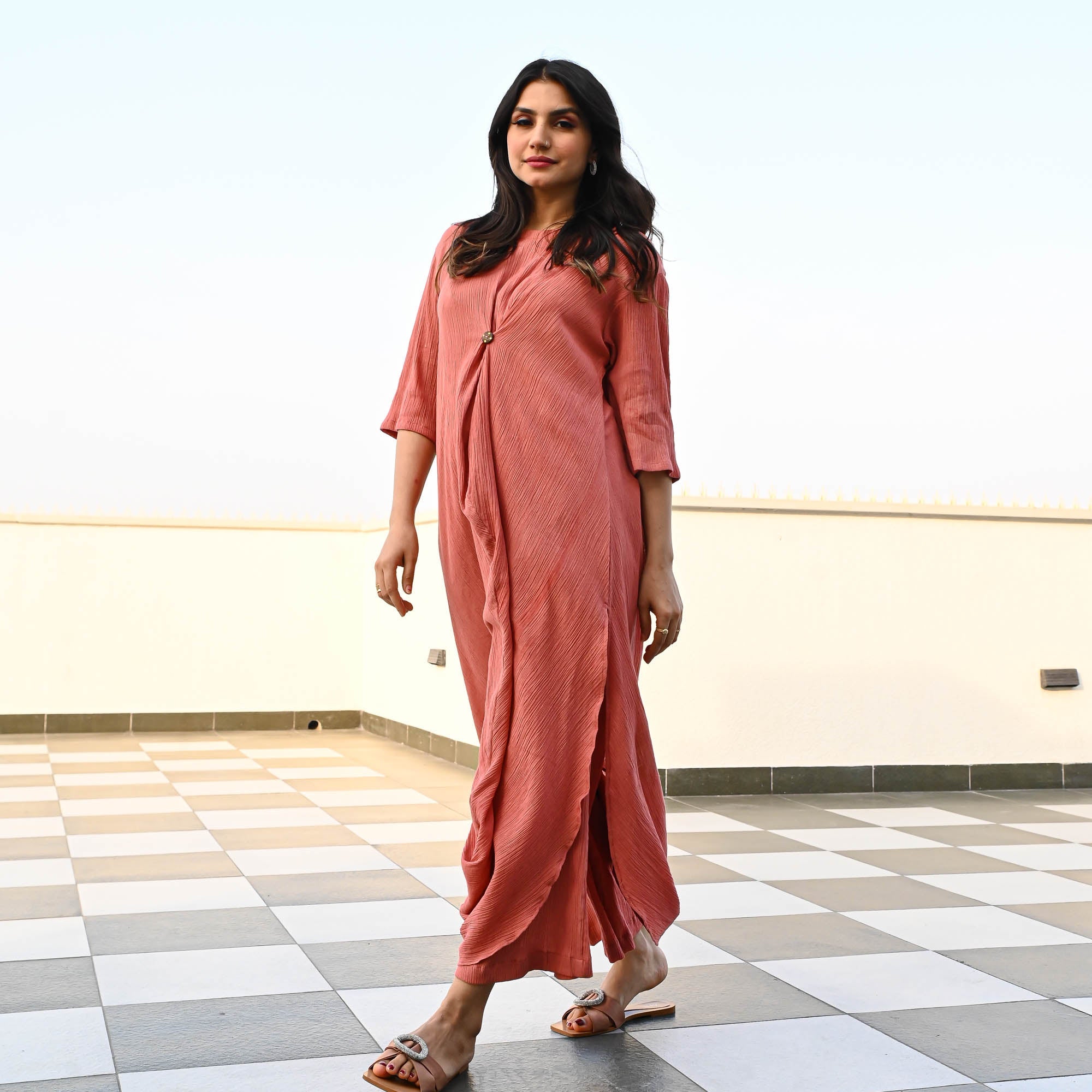 Bunaai Rust Crushed Cotton Coord Set