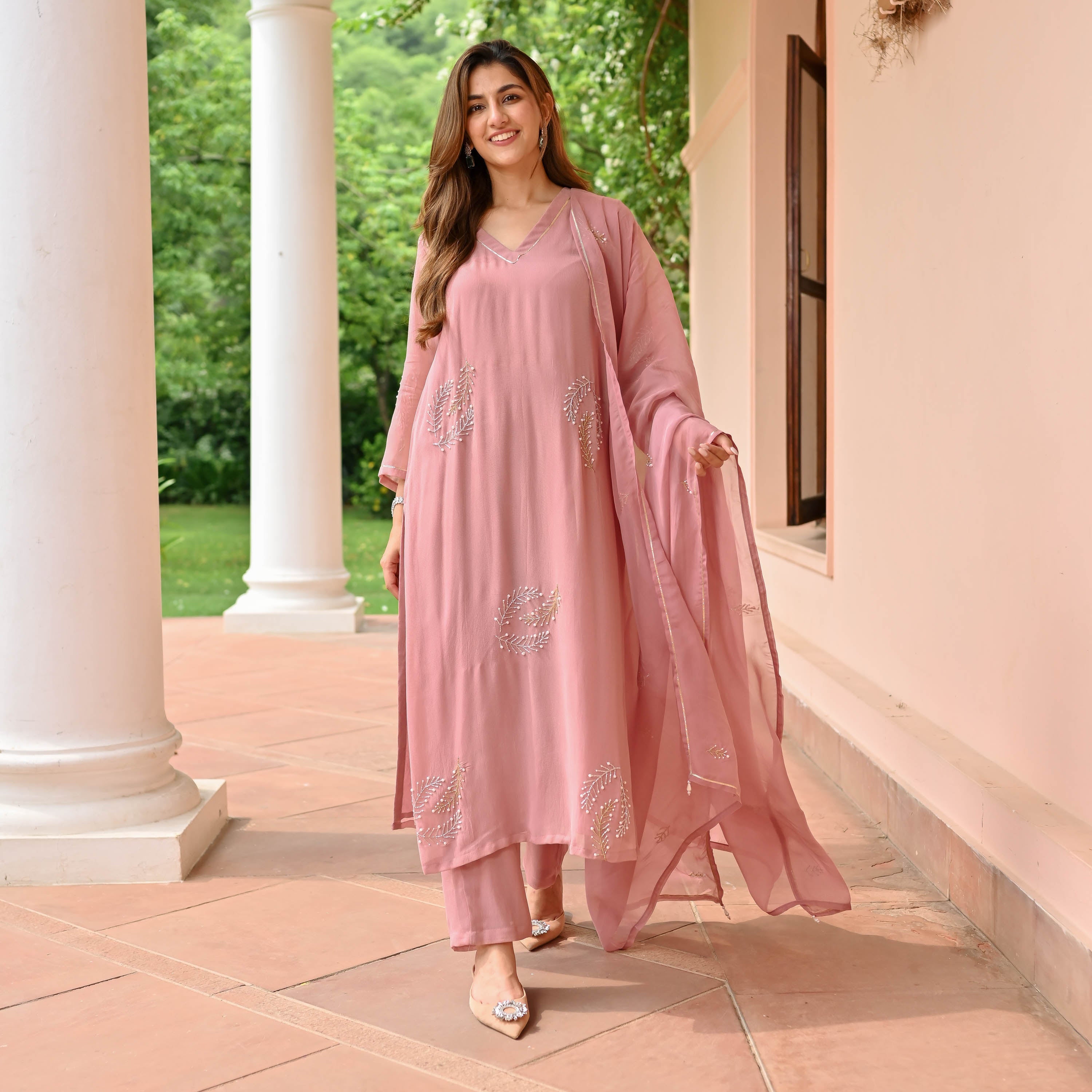 Pure Mauve Georgette Suit Set