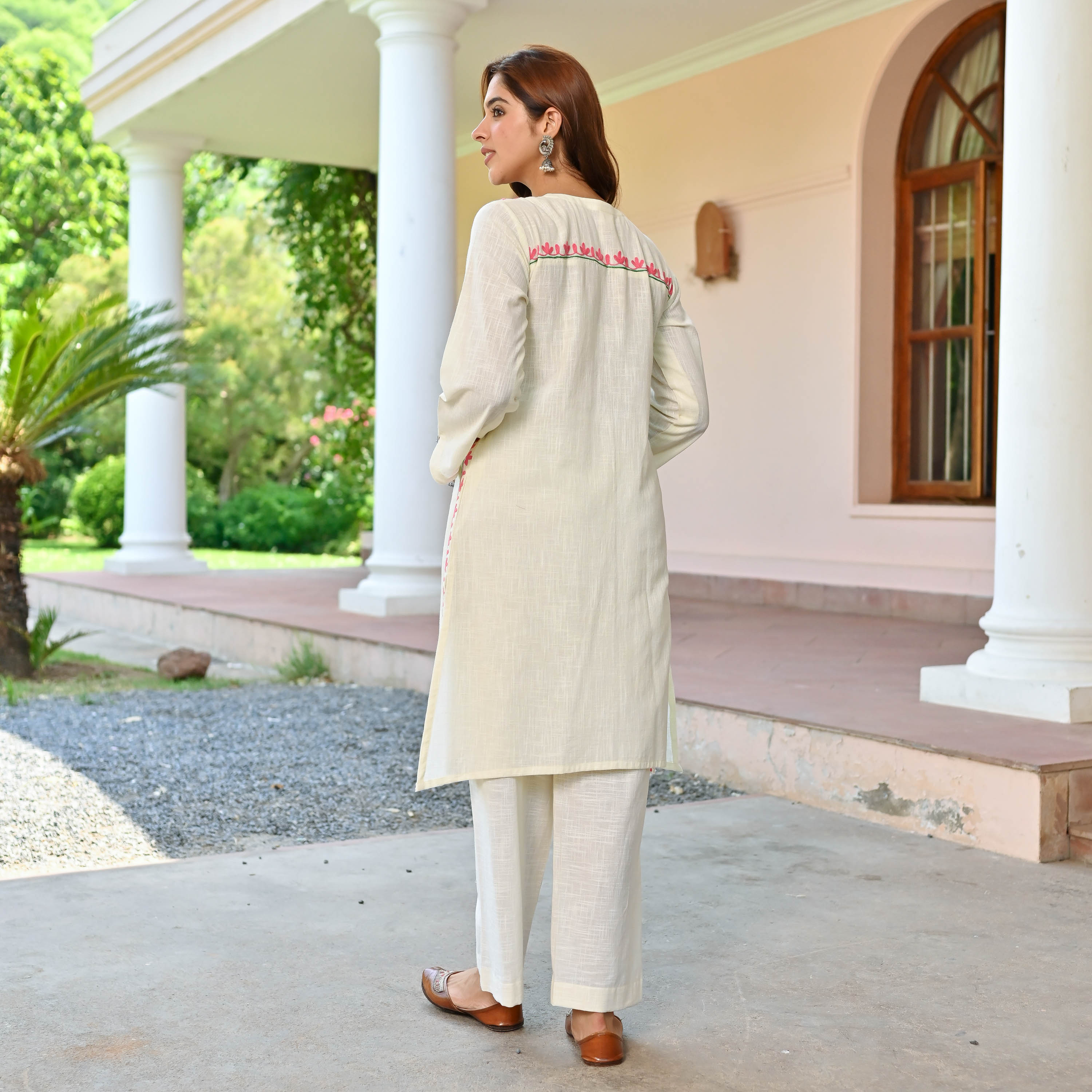 Lotus Aari Work Kurta Pants