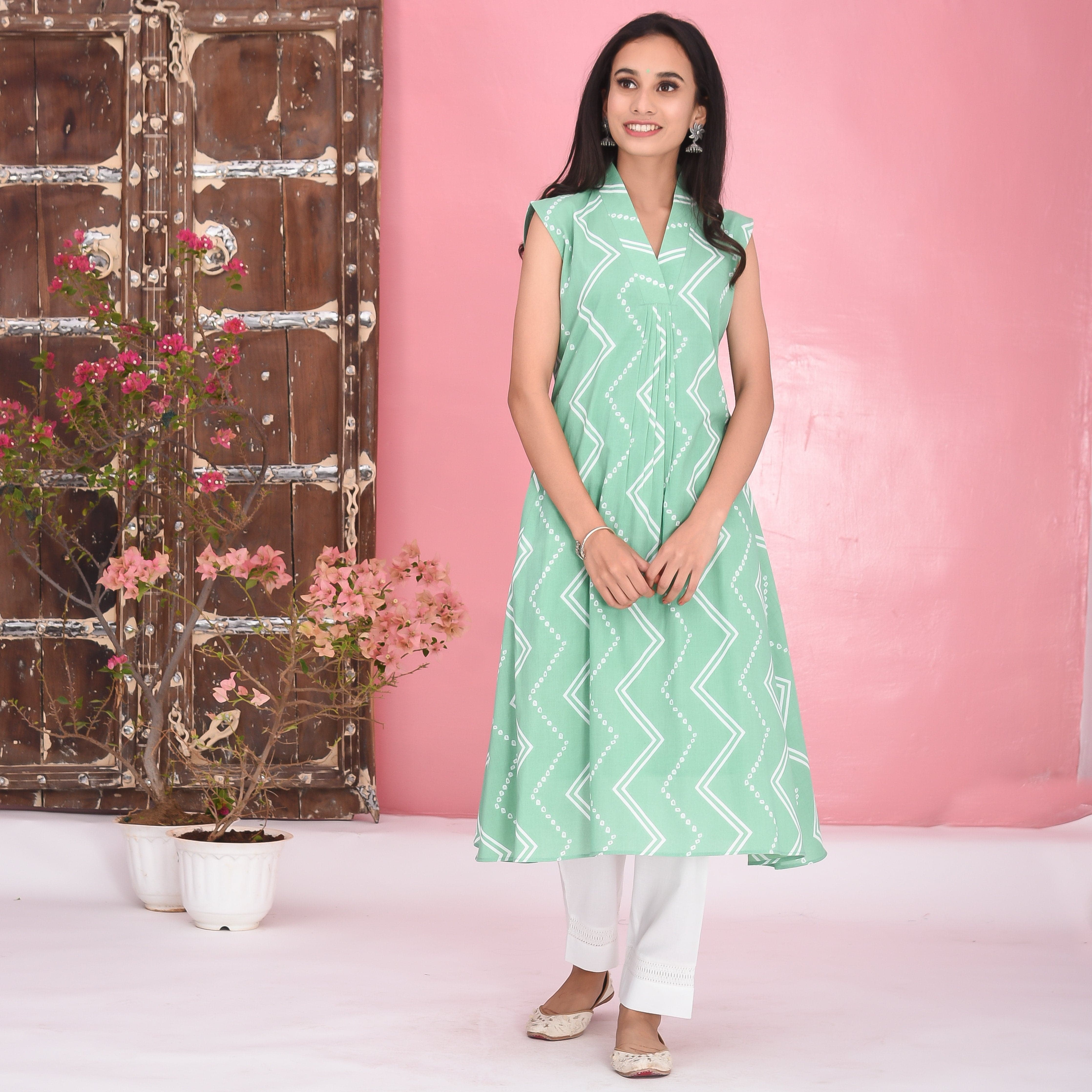 Light Green Cotton Kurta Set