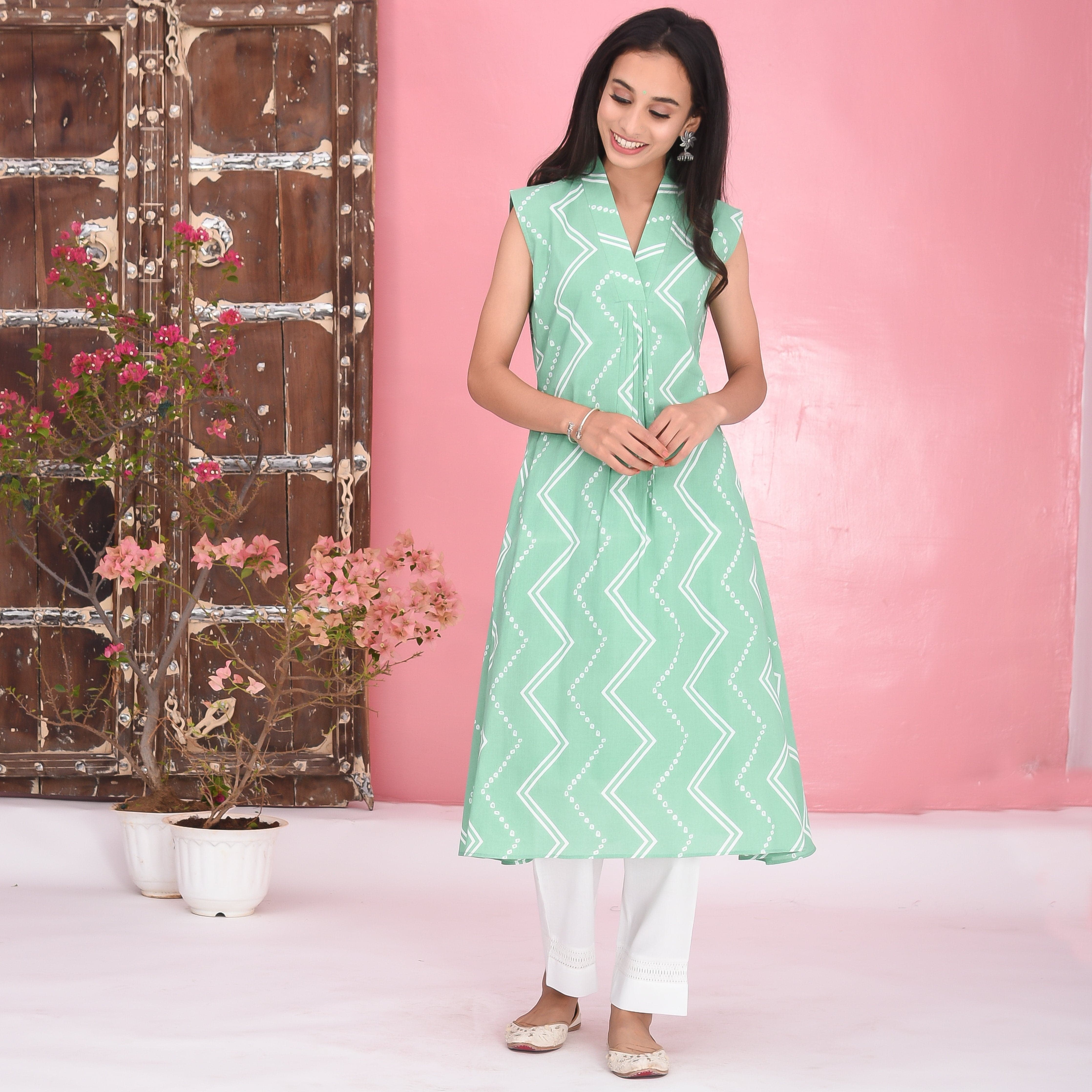 Light Green Cotton Kurta Set